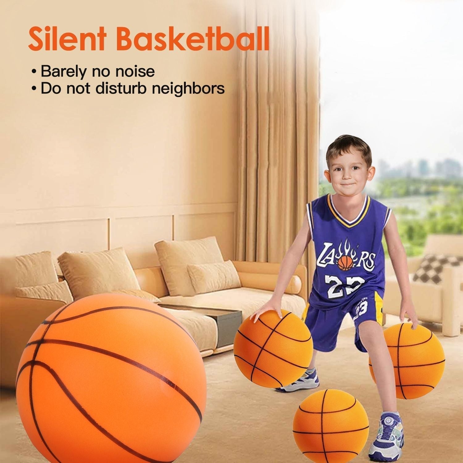 Silent Basketball Moderate Elasticity Anti-deformation Long Lasting Comfortable Touch Anti-Skid Parent-child Interaction Polyure